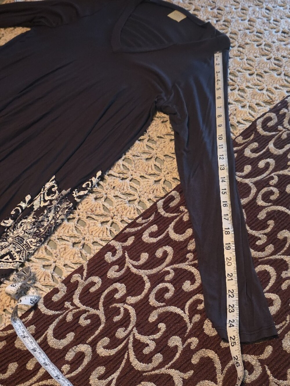 Vocal Dark Grey Tunic with White Floral Border - Picture 5 of 9